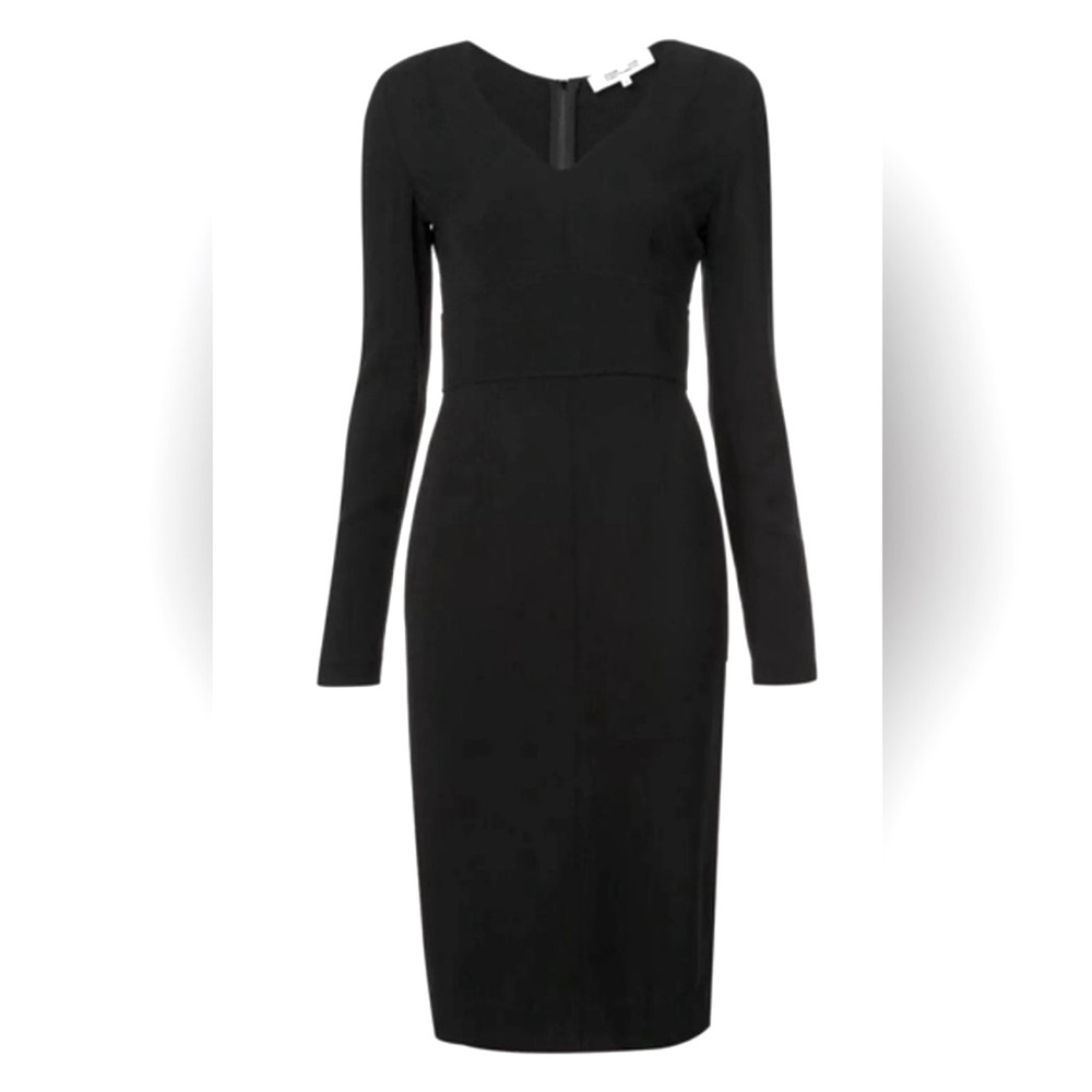 Diane Von Furstenberg Black V Neck Tailored Sift Dress Size 4